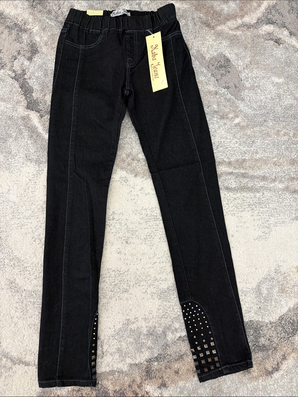 Kids Jeans - Black Stretch Pull-On Jeans with Stud Detail